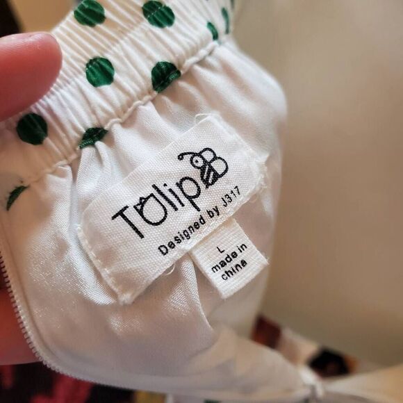 Tulip White Polkadot Cotton Blend Skirt - Size Large - Picture 13 of 15